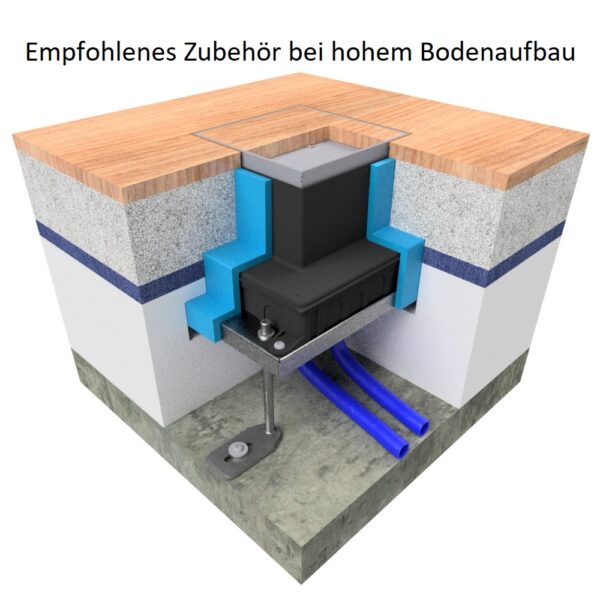 Produktbild UBD 215 209  -  Unterflur-Bodendose UBD 210 small inkl. Blinddeckel mit Kante, geschlossen, und 15mm Vertiefung